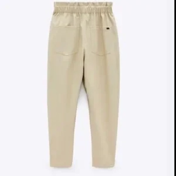 Zara Faux Leather High Waisted Baggy Fit Pants Cream Ecru Size 2 NEW WITH TAG - Picture 4 of 16